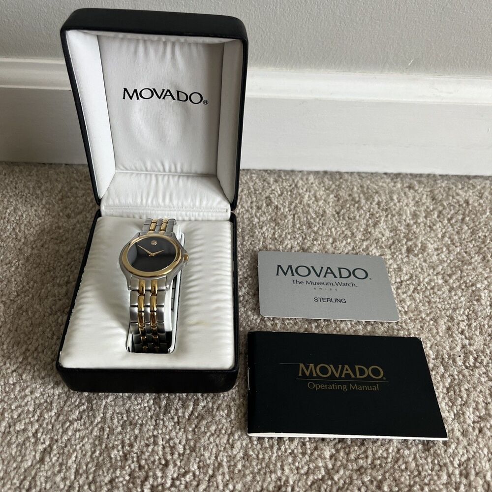 Movado Watch Mens Museum Two Tone Sterling Gold Silver Swiss Quartz NEW in BOX